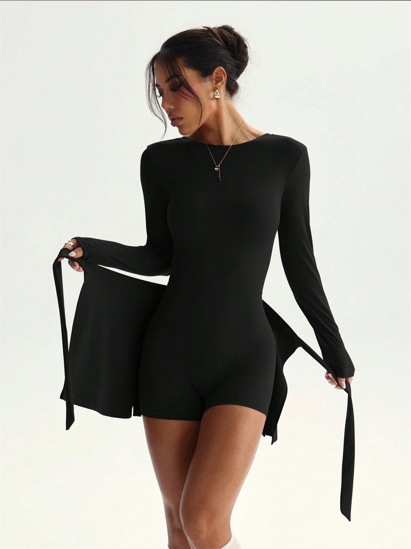 Solid Color Long Sleeved Slim  - Pilates Yoga Set review and price