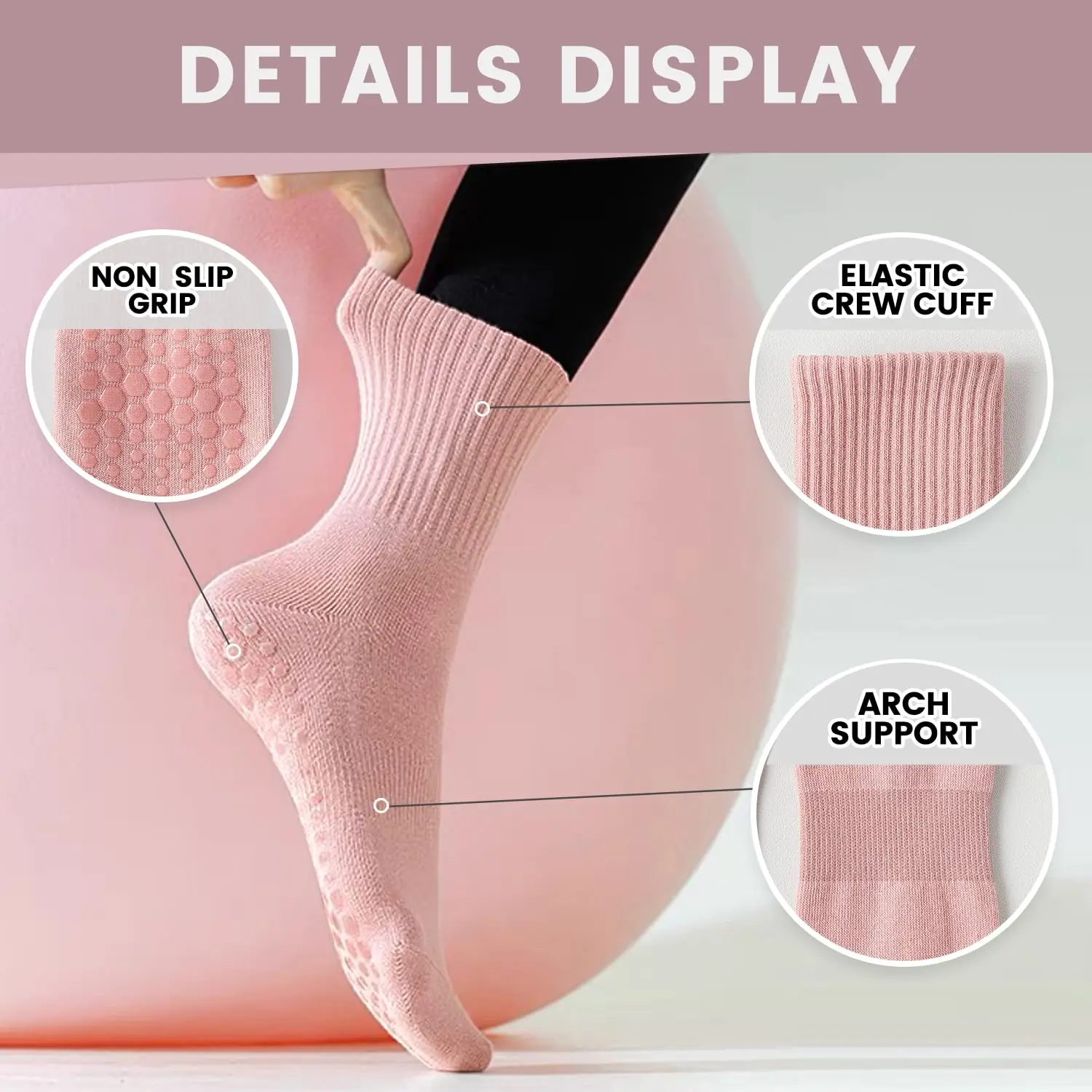4 pairs of women's yoga socks, - Pilates & Yoga Knokke review and price