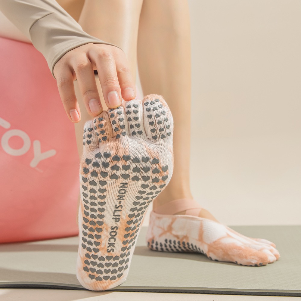 Women's Tie-Dye Five-Finger Gr - Pilates Yoga Grip Socks review and price